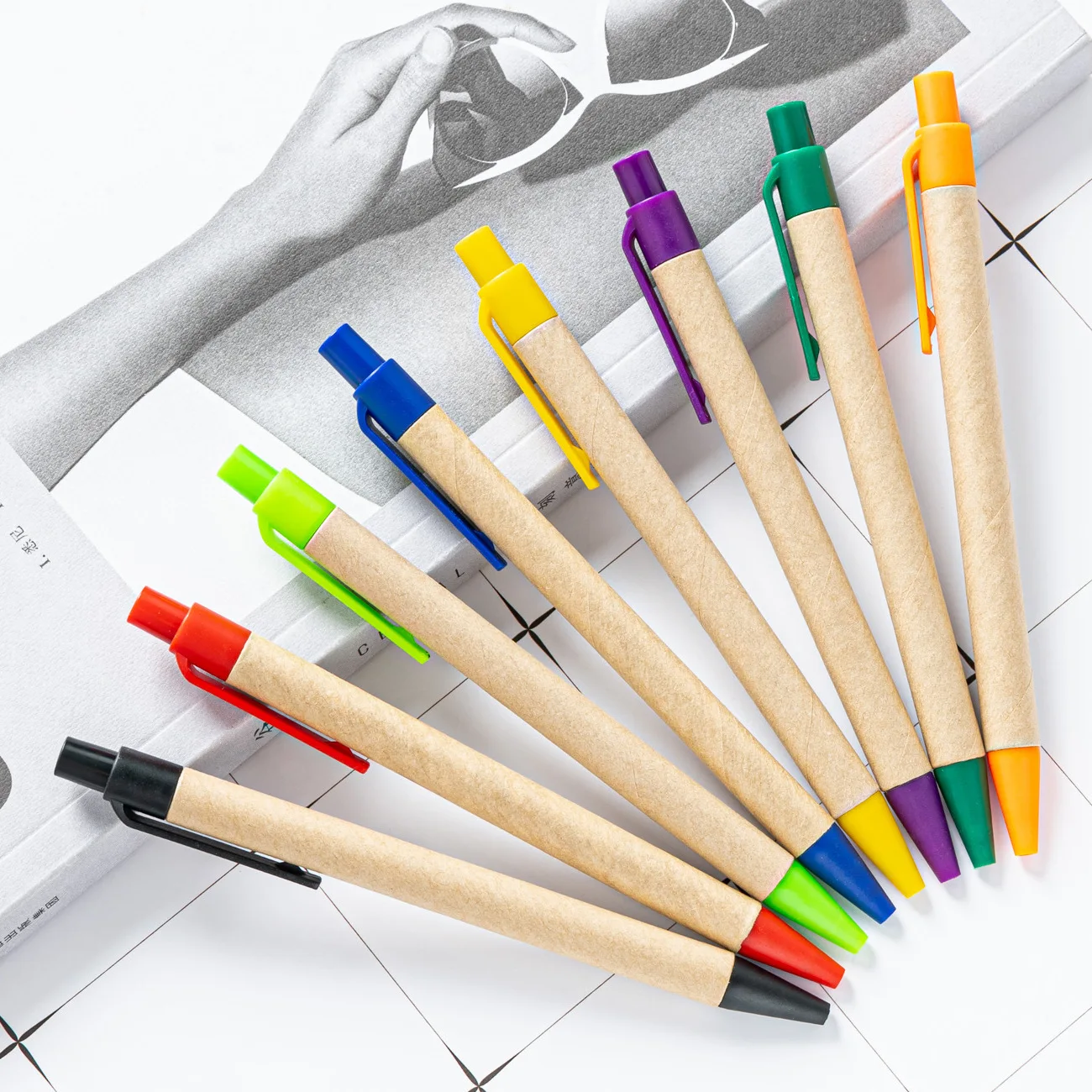 Wholesale Eco Friendly Paper Ballpoint Pen Customizable LOGO Recyclable Retractable Ballpoint Pen For Promotion