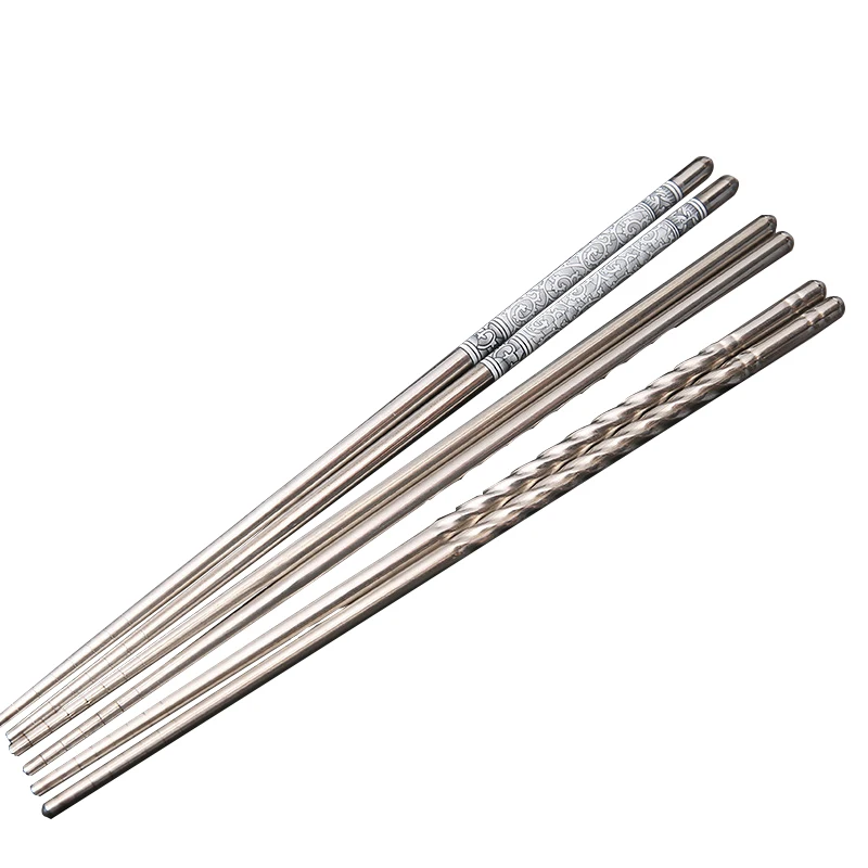 Custom metal reusable silver chopsticks wholesale standard size chopsticks