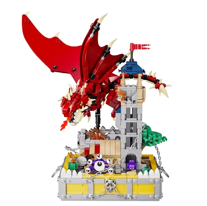 Dragon and Treasure Building Block Set, Guard Witch Tower Set, Red Dragon Medieval Castle, and movie fans collect creative gifts