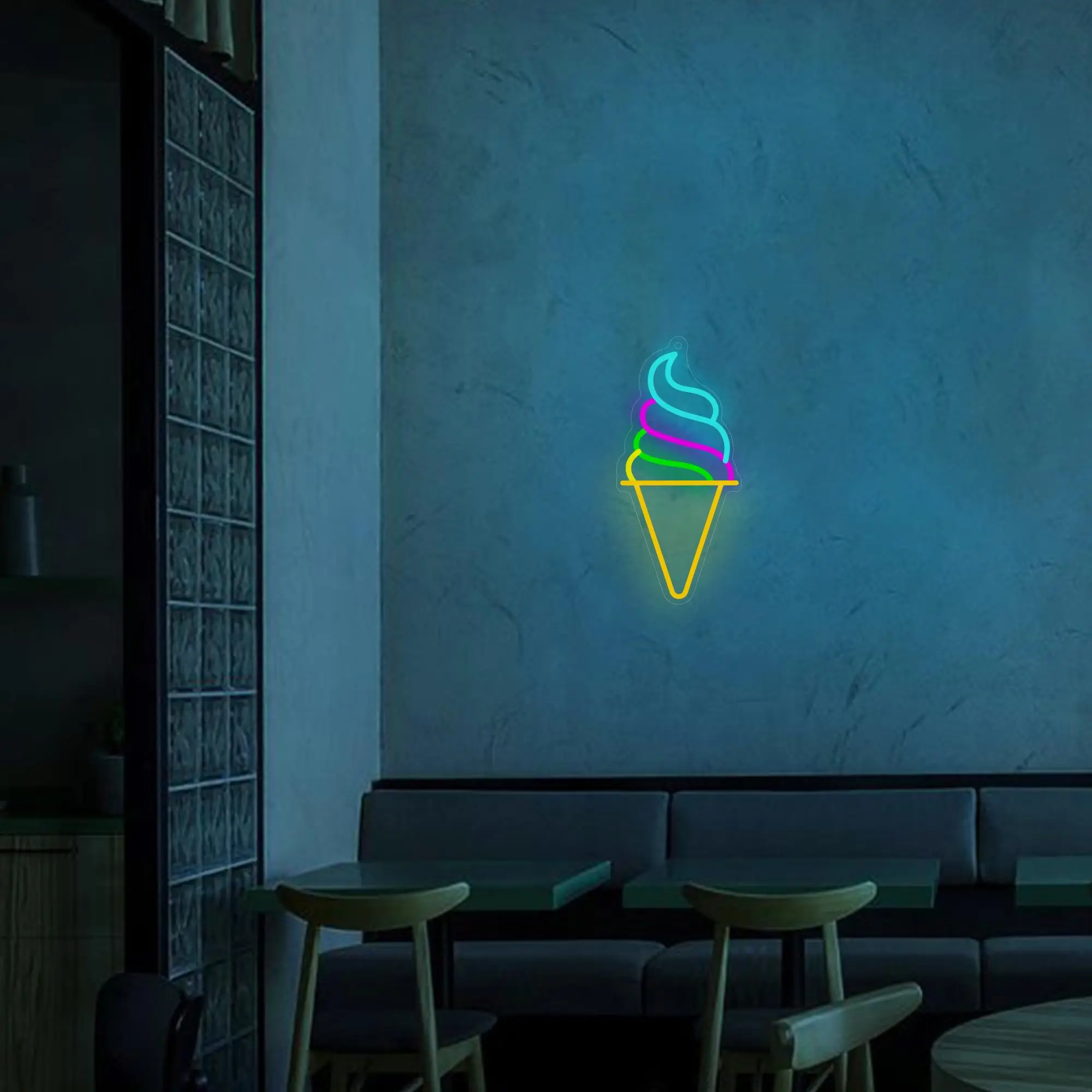 Neon Sign Custom Ice Cream Neon Sign Logo LED Neon Sign Business Coffee Store Room Decorations Advertising Board Dessert Store