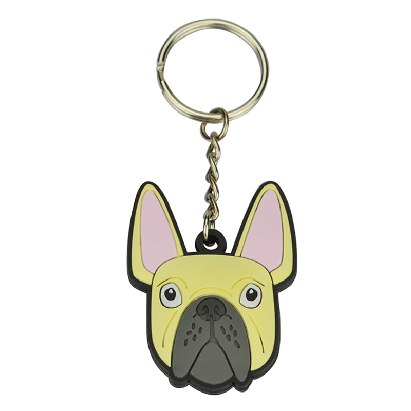 Factory Promotional Personalized Cute Dog Key Ring Pvc Rubber Elastic Acrylic Silicone Customized Keychain