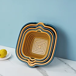 Double Layer Fruit Vegetable Washing Drying Storage Basket Drain Basket With Handle