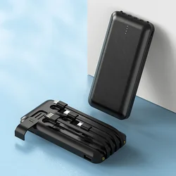 2022 New Products Factory Selling Delicate Li-polymer Battery Pack Slim Light ROHS Smart 10000mAh Power Bank With Four Wires