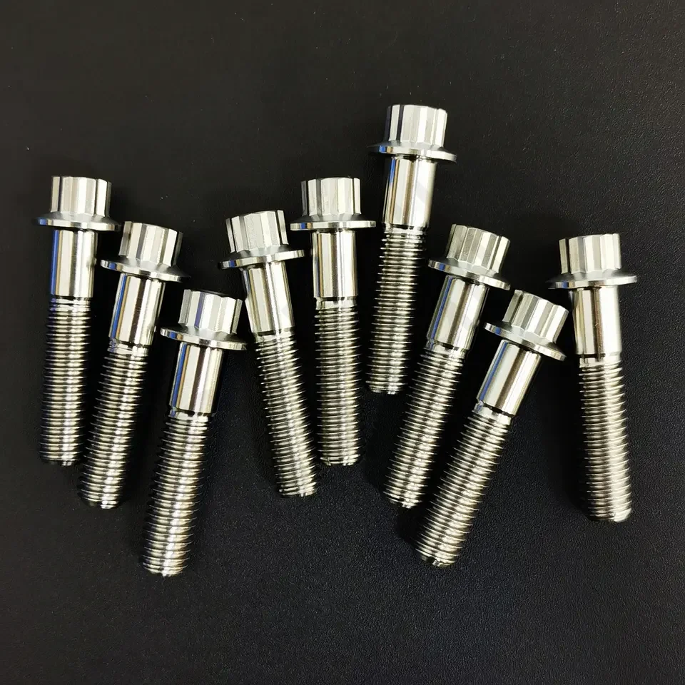 BRT Factory Supply Titanium 12 Point BBS  Split Rim Bolt M7/M8X32mm Wheel Lug Bolt with Hex Flange for Car