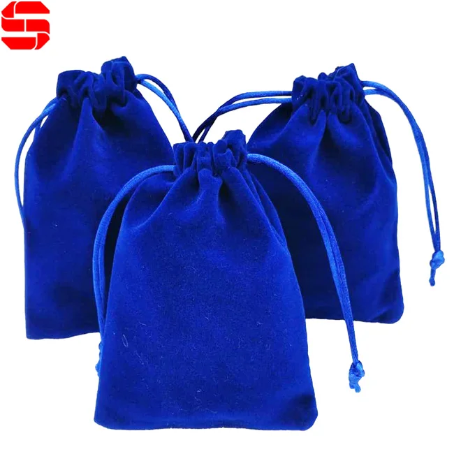 Wholesale Small Jewelry Gift Bags Pouches Custom Printed Large Velvet Drawstring Bag