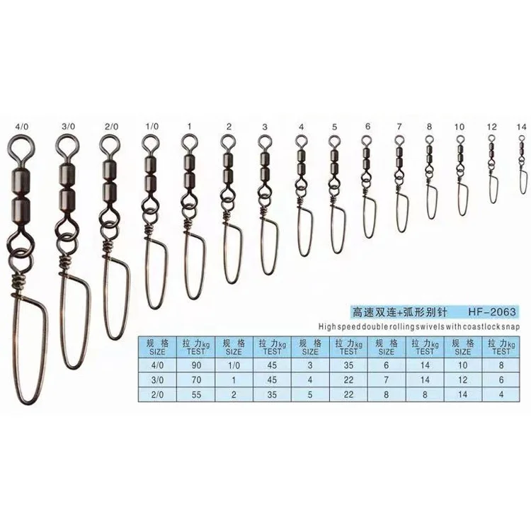 HF-2063 High Speed Double Rolling Swivels With Coastlock Snap Fishing Tools Fishing Tackles