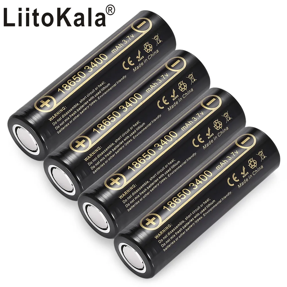 
LiitoKala Lii-34A 100% New Original NCR18650B 3.7v 3400 mah 18650 Lithium Rechargeable Battery For Flashlight batteries 