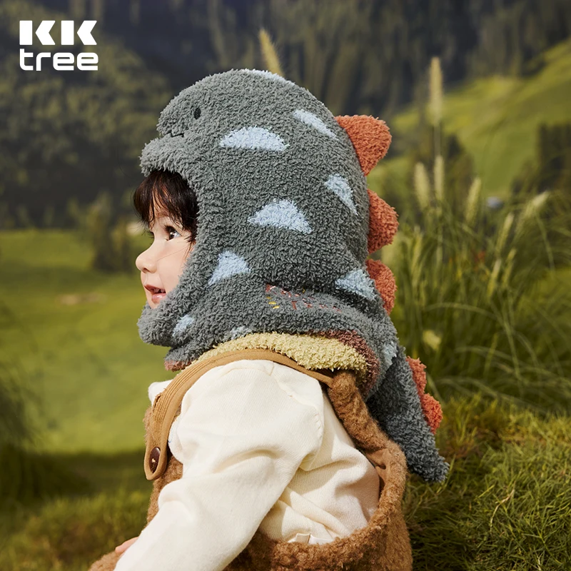 KOCOTREE Toddler Knit Fuzzy Winter Warm Hat Cartoon Animal Dinosaur Warm Hat for Kids Boys and Girls