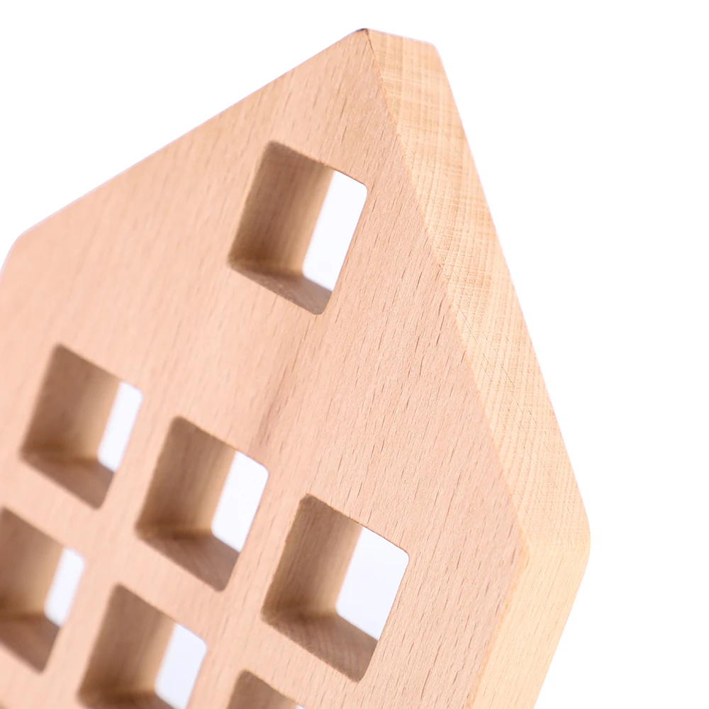 Large Beech Wood Dutch House Rectangle Stacking Blocks for Kids Montessori Decorations Wooden Toys (without acrylic cube blocks)