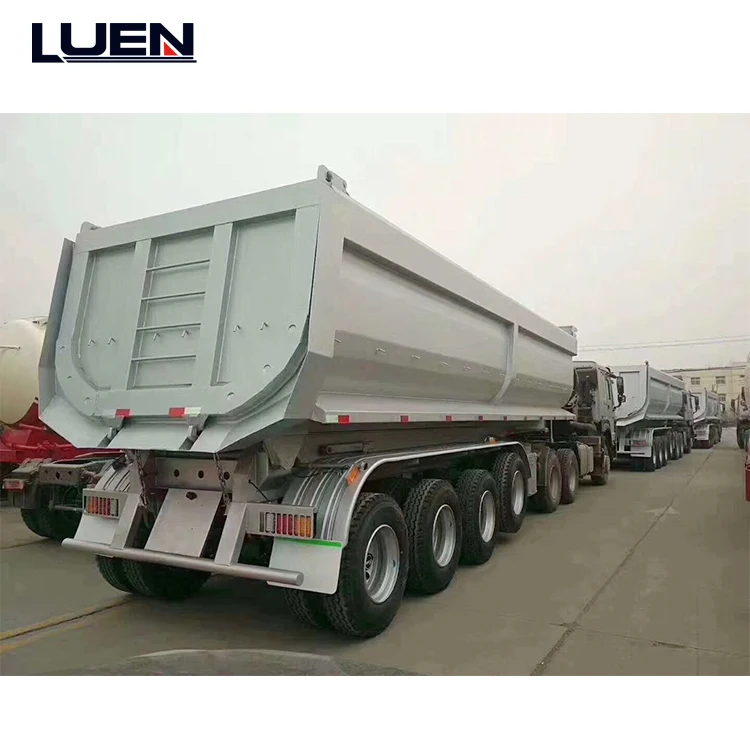luen 50tons 40cubic meter U shape 4 axles dump tipper semi trailer for coal or