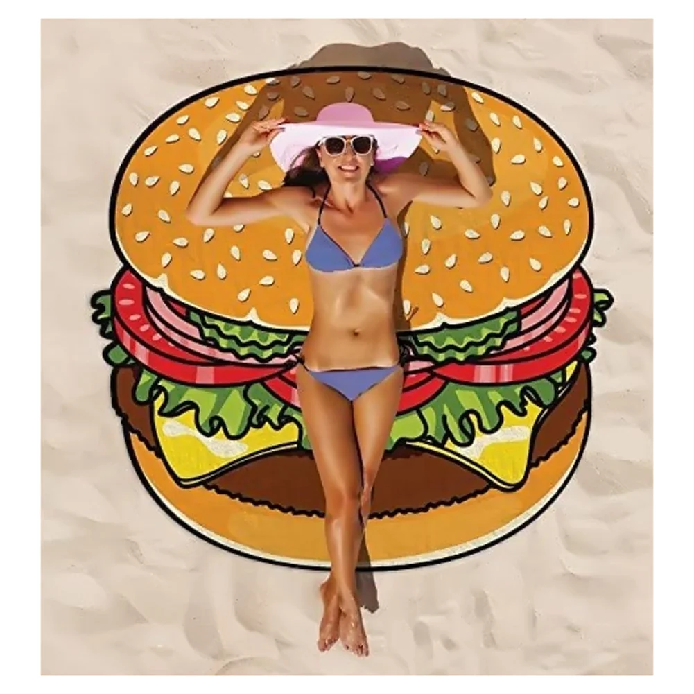 Wholesale Personalised custom high end Pattern quick dry super Absorbent Sand Proof suede microfiber round Printed  beach Towel