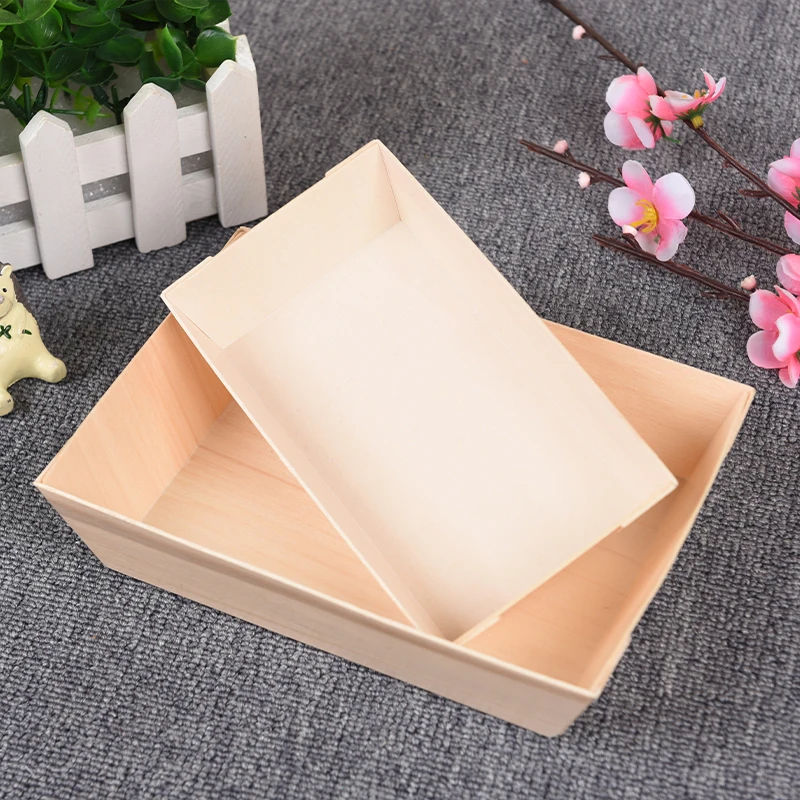 Customized Logo Ladder Shaped Wooden Bento Box Sushi Tray Container