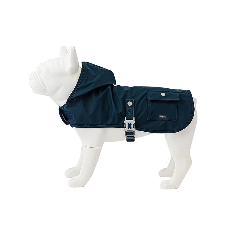 Yellow Adjustable WaterProof Lightweight Pet Rain Coat Jacket Large Dog Clothes Raincoats with Reflective Stripe Hoodie