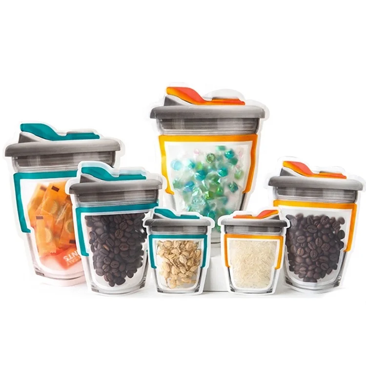 Multi Design Plastic Resealable Ziplock Bottle Shaped Stand Up Pouch Packaging Doypack Food Snack Storage Mason Jar Zipper Bag