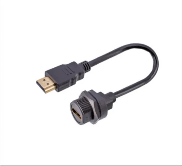 Plastic up to 4k Waterproof Data Connector with Cable 0.3M 0.5M 1M Male Plug Female Socket Panel Mount HDMII-compatible Adapter