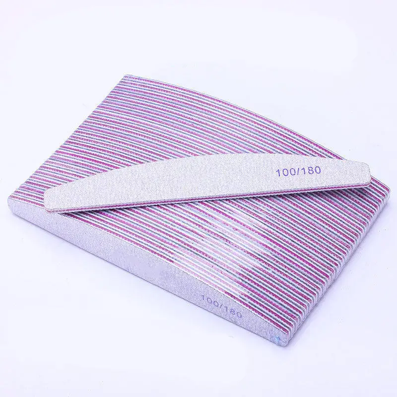 OEM Logo Professional Custom Printing Double Side Disposable Zebra Nail File 100/180 Grit Sandpaper Nail File