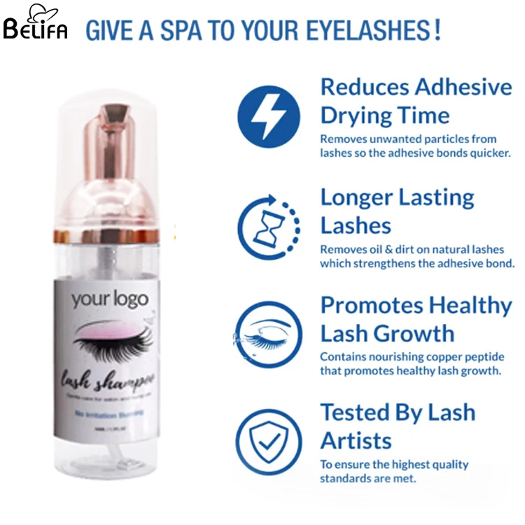 wholesale private label lash foam cleanser bottle with brush eyelash extension kit set vegan lash wash shampoo eyelash cleaning