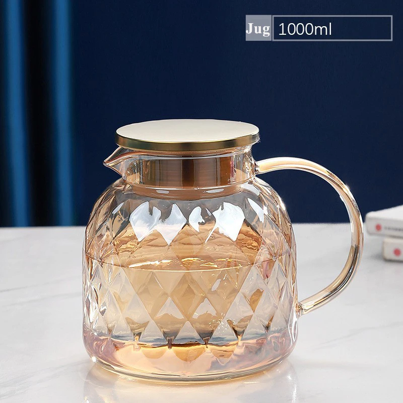 High Quality 800ml 1000ml 1500ml 1800ml insulated High Borosilicate glass water jugs