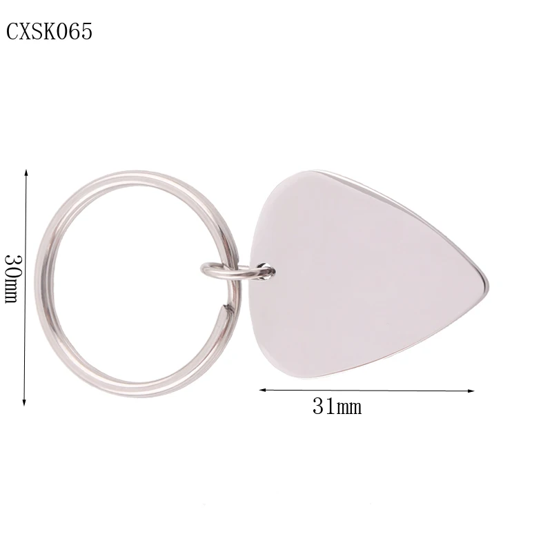Trendy Fashion Custom Engraved Stainless Steel Guitar Picks Keyring Key Ring Chain Keychain