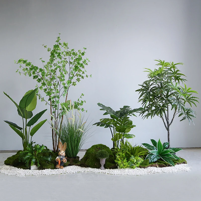 Lifelike Luxury Combination Style Artificial Tree Potted Bonsai Artificial Plant for Indoor Restaurant Hotel Office Decor