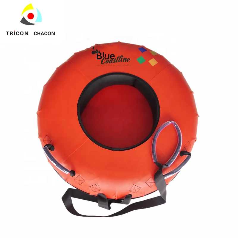 Winter Sports Snow Tube Ski Outdoor sled Inflatable Round Plastic rigid & hard bottom Racer PVC Snow Tube with handle for fun