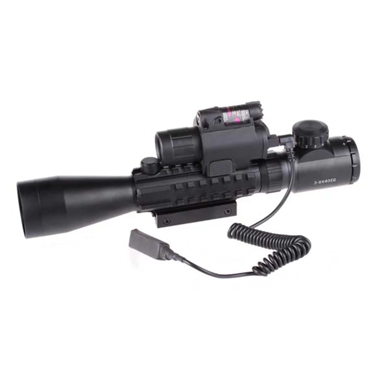 3-9X40 охотничий оптический прицел, тактические прицелы, оптический прицел с красным лазерным прицелом M6, светодиодный фонарик