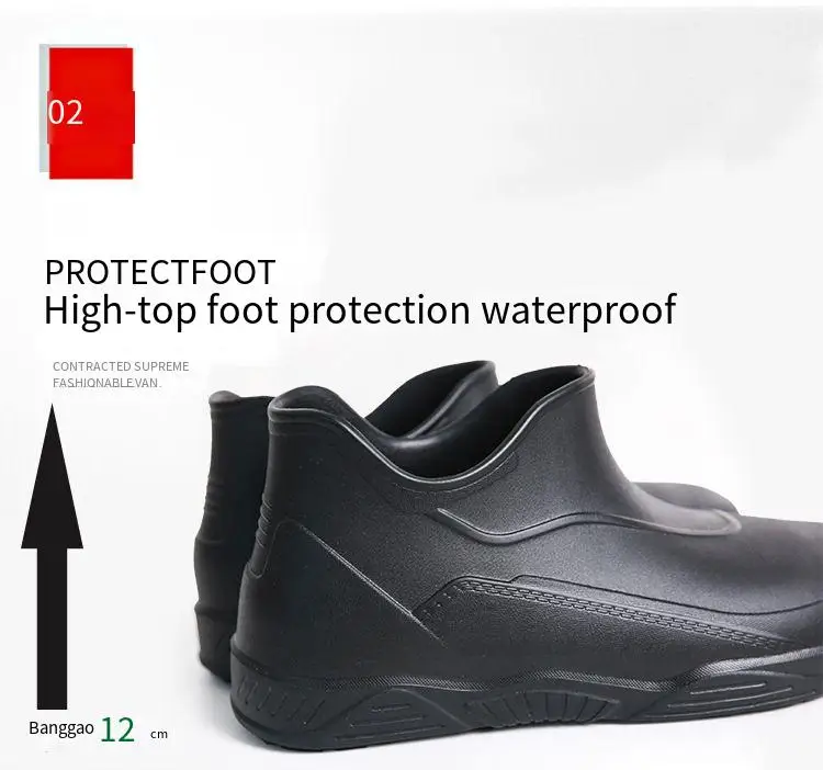 Hot Selling Waterproof Black Chef Shoes Men Slip On Non-Slip Chef Shoes Resistant Kitchen Safety Working Shoes