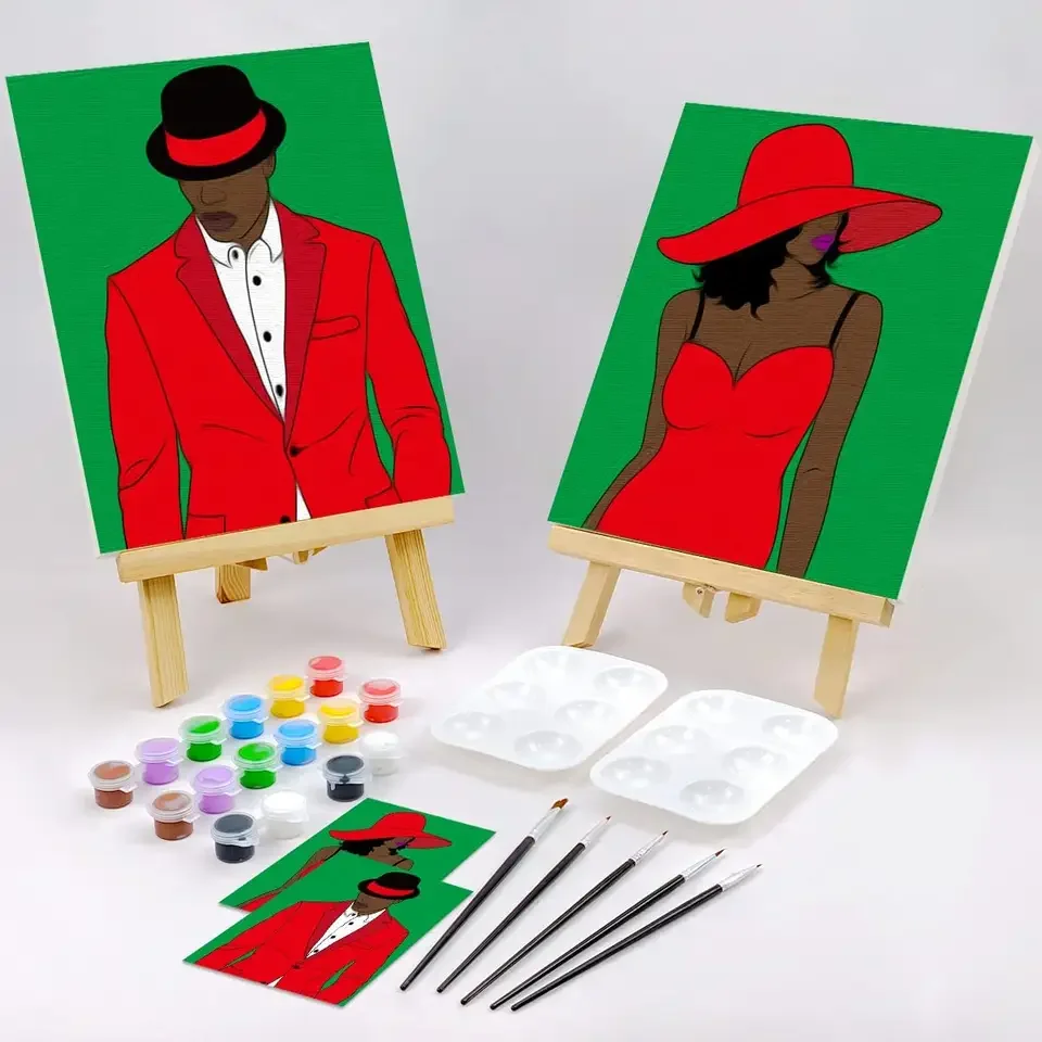 Wholesale Canvas Painting Kits Custom Size African Love Couple Adult By The Numbers Painting