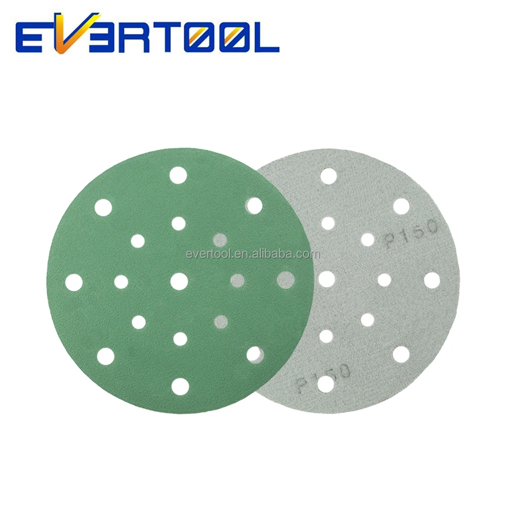 EVERTOOL Abrasives Paper Hook & Loop Green Sanding Disc Film-backed Abrasive Discs
