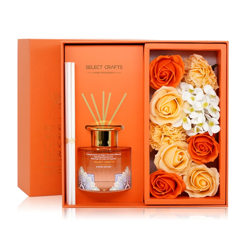 Wholesale Private Label Custom Gift Box Home Decor Preserved Flower  Essential Oil  Perfume Luxury Reed Diffuser
