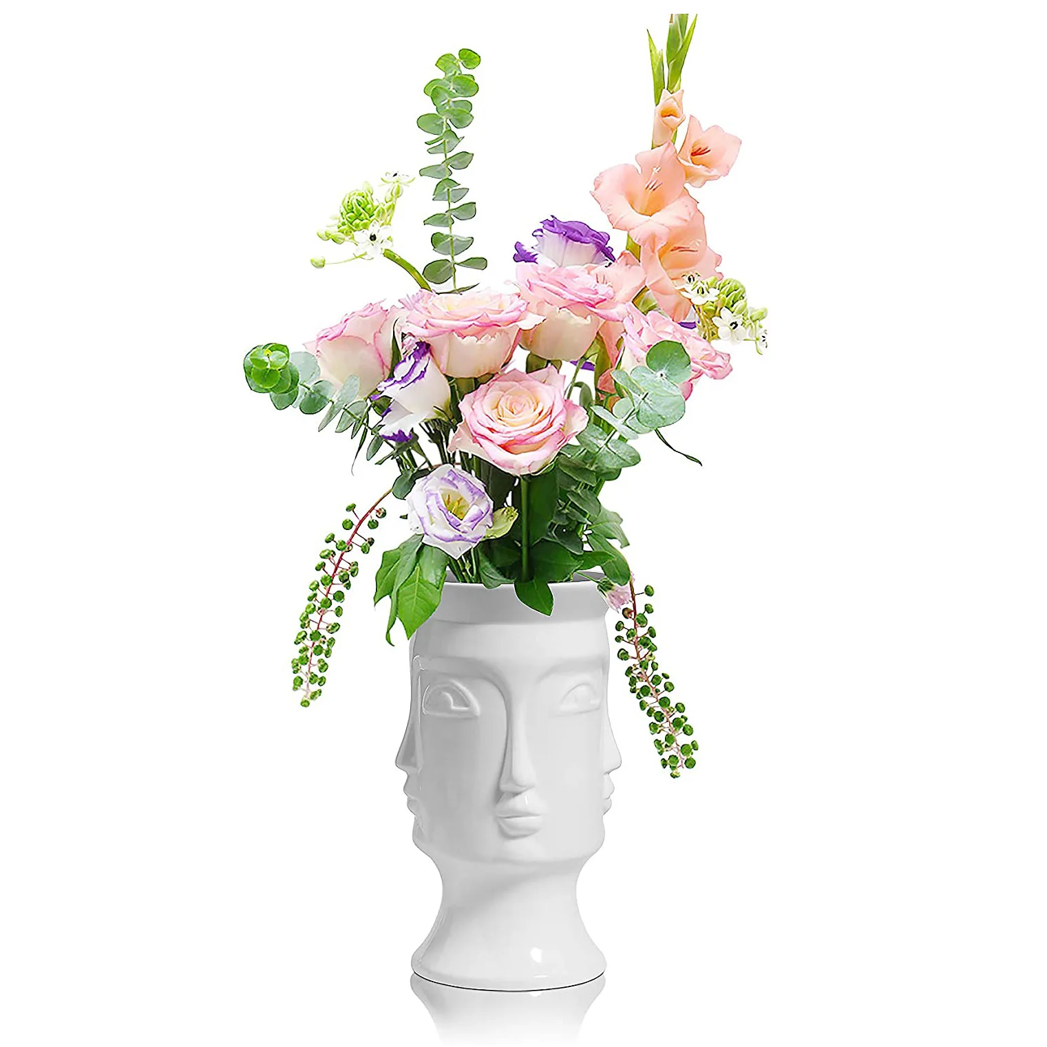 Modern Human Face Design White Ceramic Flower Vase  for Home  Wedding and Christmas Decoration