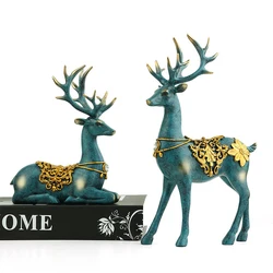 2 Pcs European Style Resin Deer Figurine Statue Home Room Decor Crafts Sculpture Modern Art ornaments