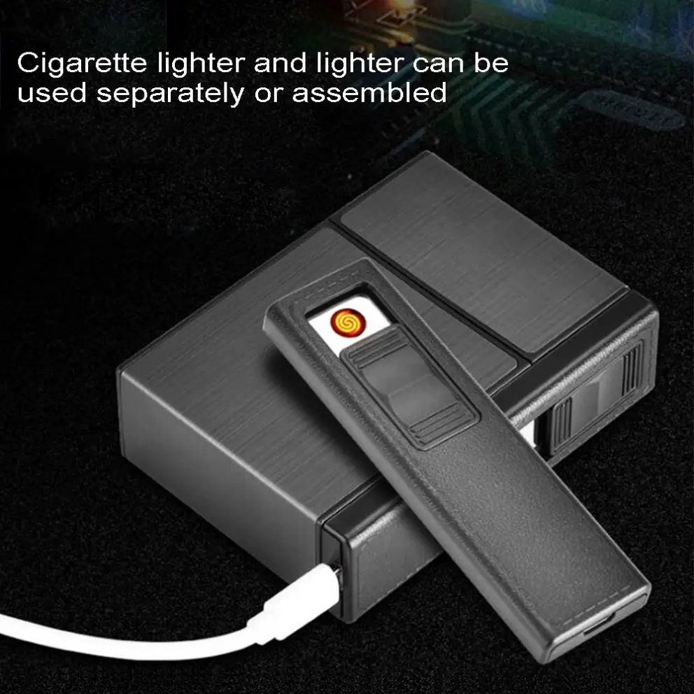  2-в-1 портсигар USB перезаряжаемая Зажигалка K98 курение Беспламенного Бездымная Электронная зажигалка ветрозащитный дыма сигареты