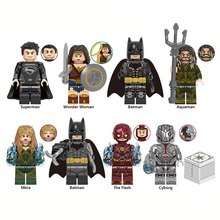 Экшн-фигурки героев, киборг, вспышка, чудо-женщина, строительные блоки, американский фильм для детей