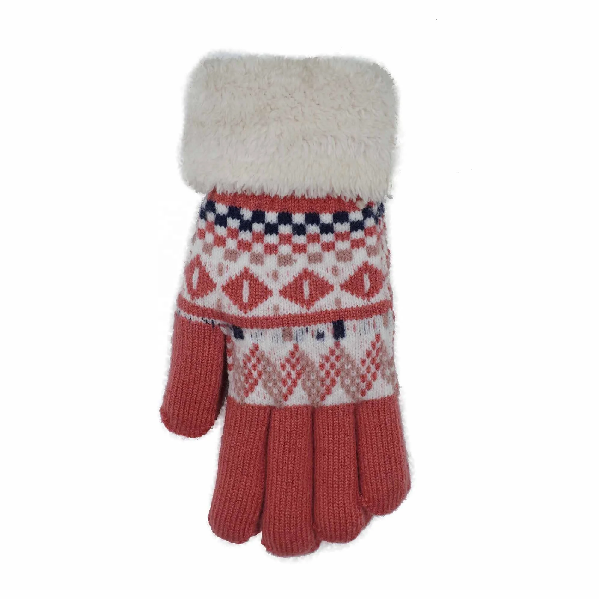 Winter Thick Mitten Women Knitted Warm Full Finger Skiing Mittenstouch Screen Mittens Fashion Pattern Mittens
