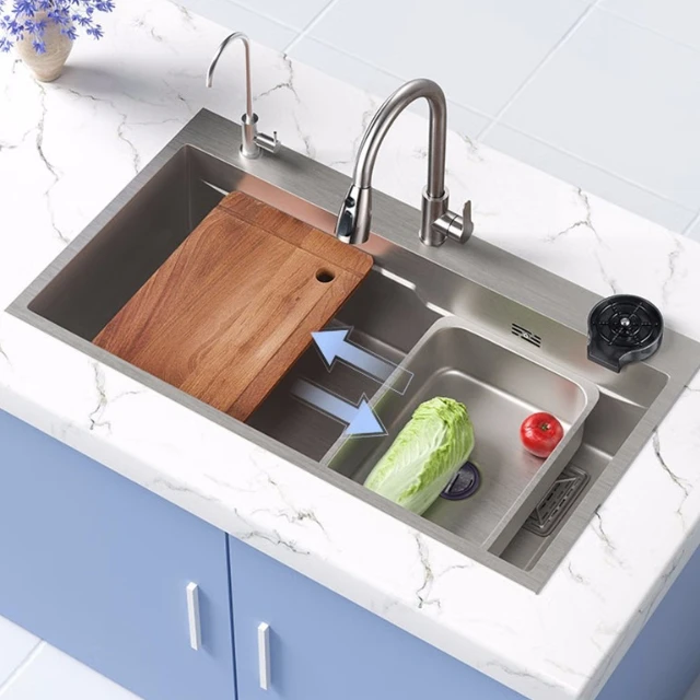 Black Silver Gun Gray High and Low Network Red Sink Handmade Large Single Kitchen Wash Basin Thickened 304 Stainless Steel