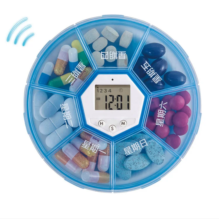 7 days Alarm Pill Box Vibration Timer  Portable plastic Smart Digital LCD Medicine Reminder Box