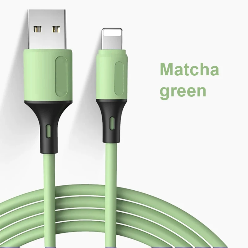 USB Data Cable Liquid Silicone Cable Fast Charging Micro Charger Wire for LT Mobile Phones Green Charging Cable