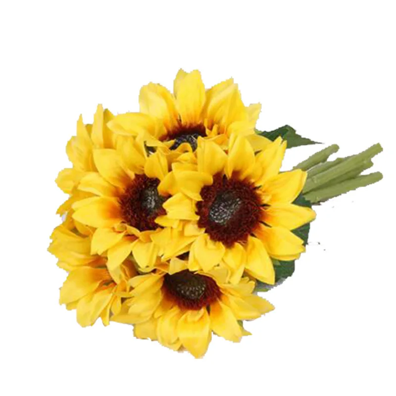Artificial Silk Sunflower Heads Fall Sunflowers Decor Fake Faux Flower Yellow Floral for Wedding Home Decoration Garden Wreath