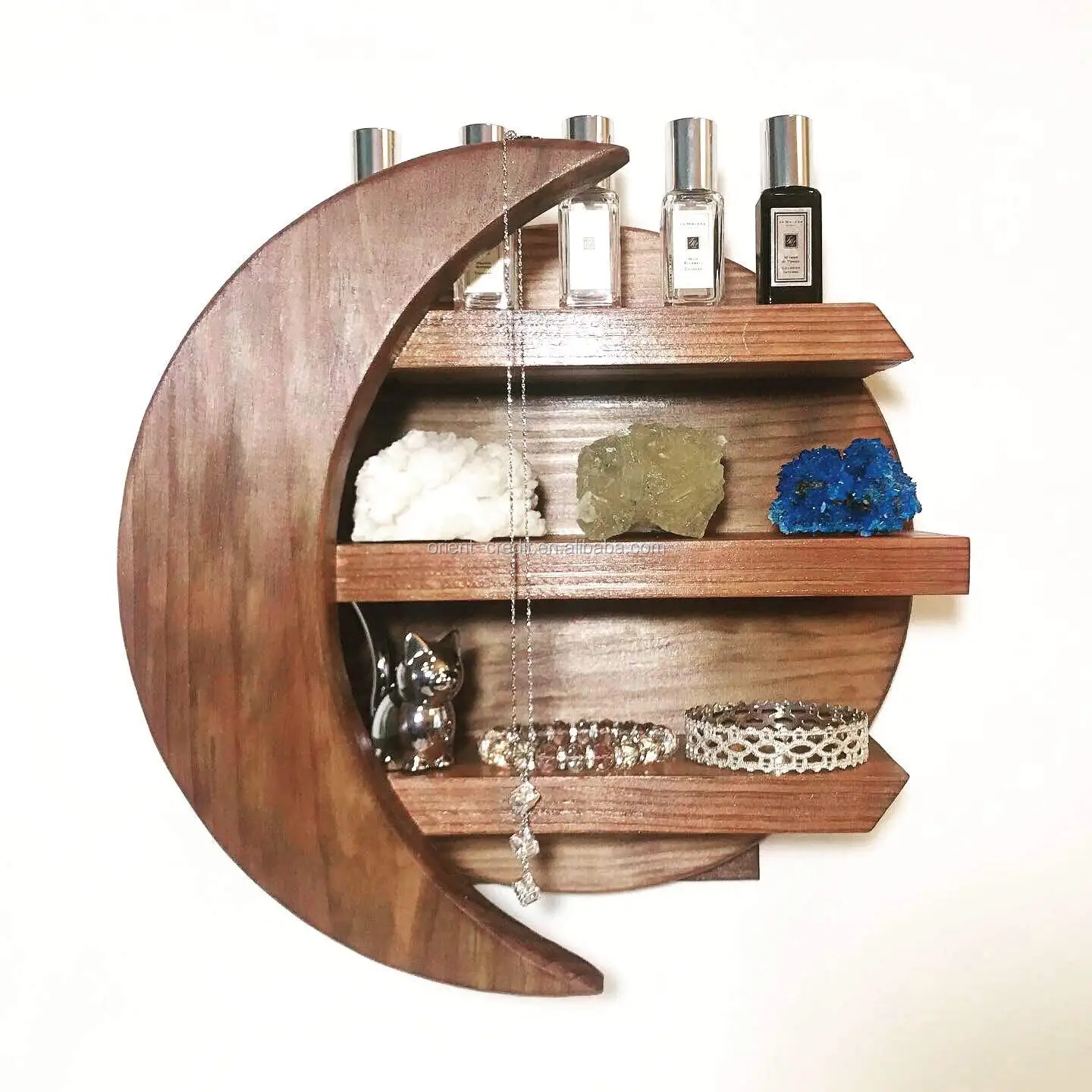 Antique Solid Wood Walnut Floating Shelves Natural Stain Wooden Shelf Essential Oil Shelving Wall Mounted Wood Shelf