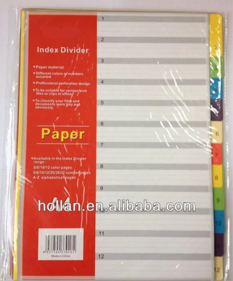 12 Pages A4 PP Index File Dividers
