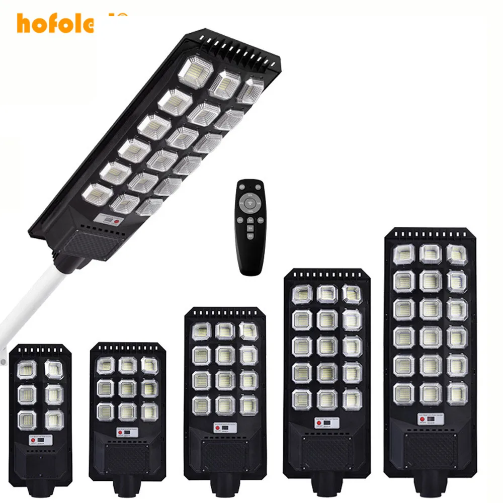 High Lumens Warm White Adjustable Light Brightness Large Capacity Hofoled Motion Sensor Dusk to Dark Solar LED Street Light