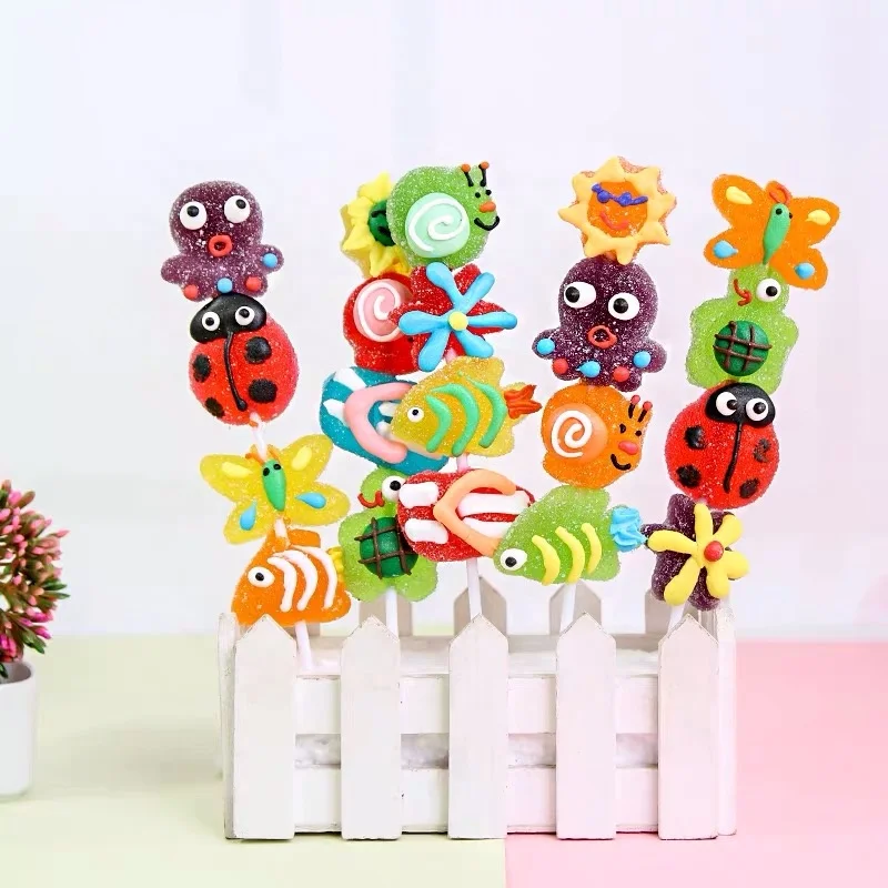 HALAL animal shapes Soft Jelly pop stick lollipop candy