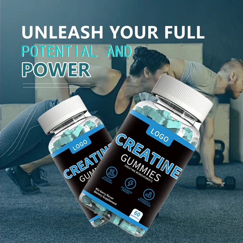 OEM Private Label Creatine Monohydrate Pre Workout Supplement Gummies MultiVitamin Sugar Free Custom Creatine Electrolyte Gummy