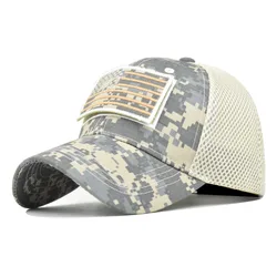 Wholesale custom camouflage mesh America flag patch logo camo hats snapback camo trucker hat