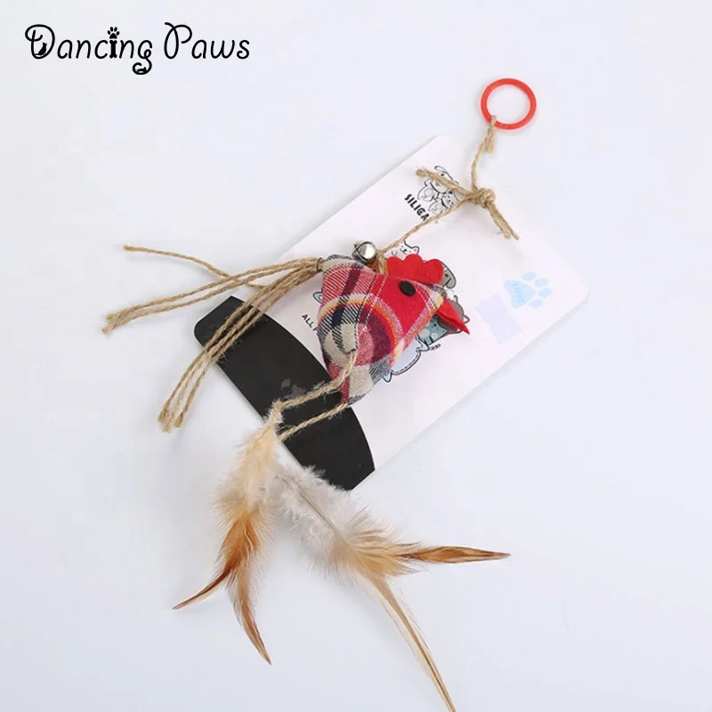 Finger Ring Cat Teasing Toy Interactive Cotton Sisal with Feather Cat Toys