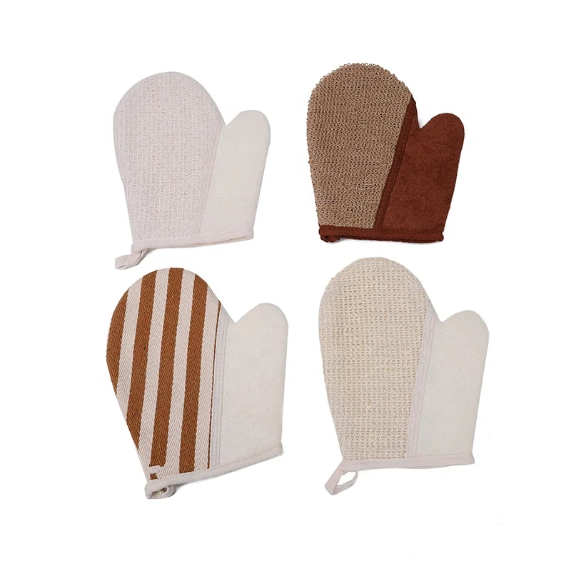 Лидер продаж, Губка из натурального конопляного волокна, отшелушивающий скраб, варежка для ванны, спа-перчатка для душа