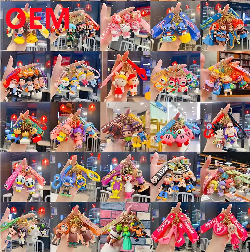 Toy manufacturers 3D Cartoon Cute Custom Design PVC Key chain Soft Rubber Car Keychain Accessories Doll Bag Backpack Pendant