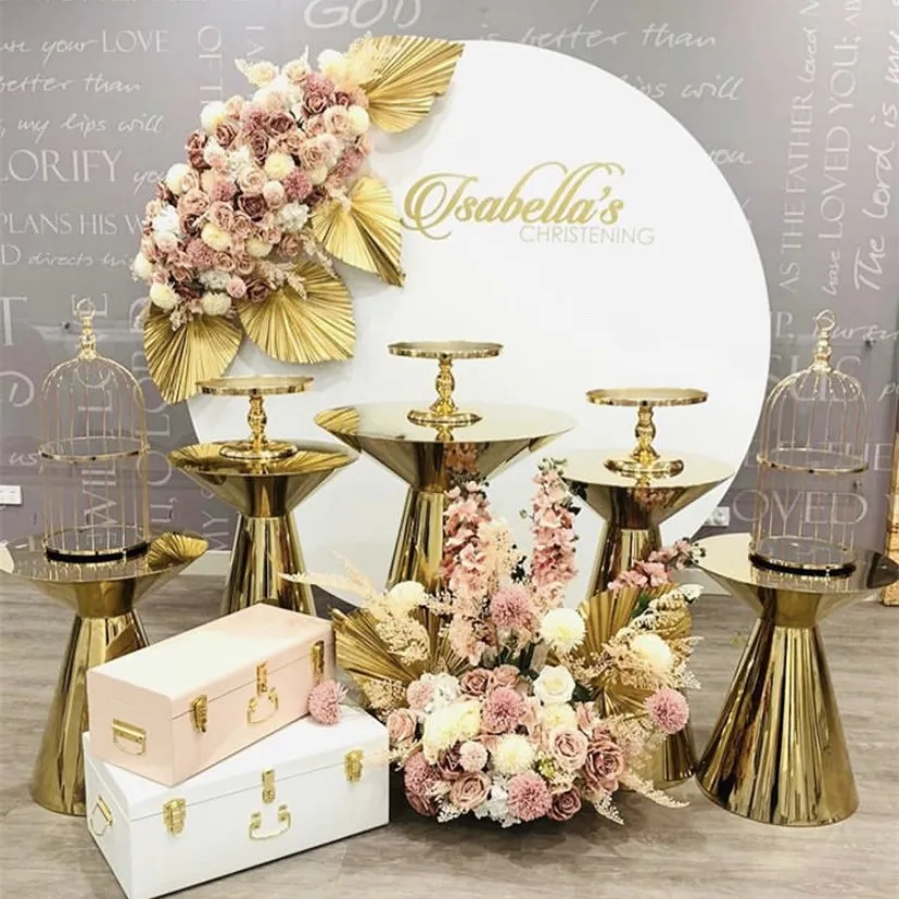 Cheap price Wedding stage decoration Gold Round cake Stand