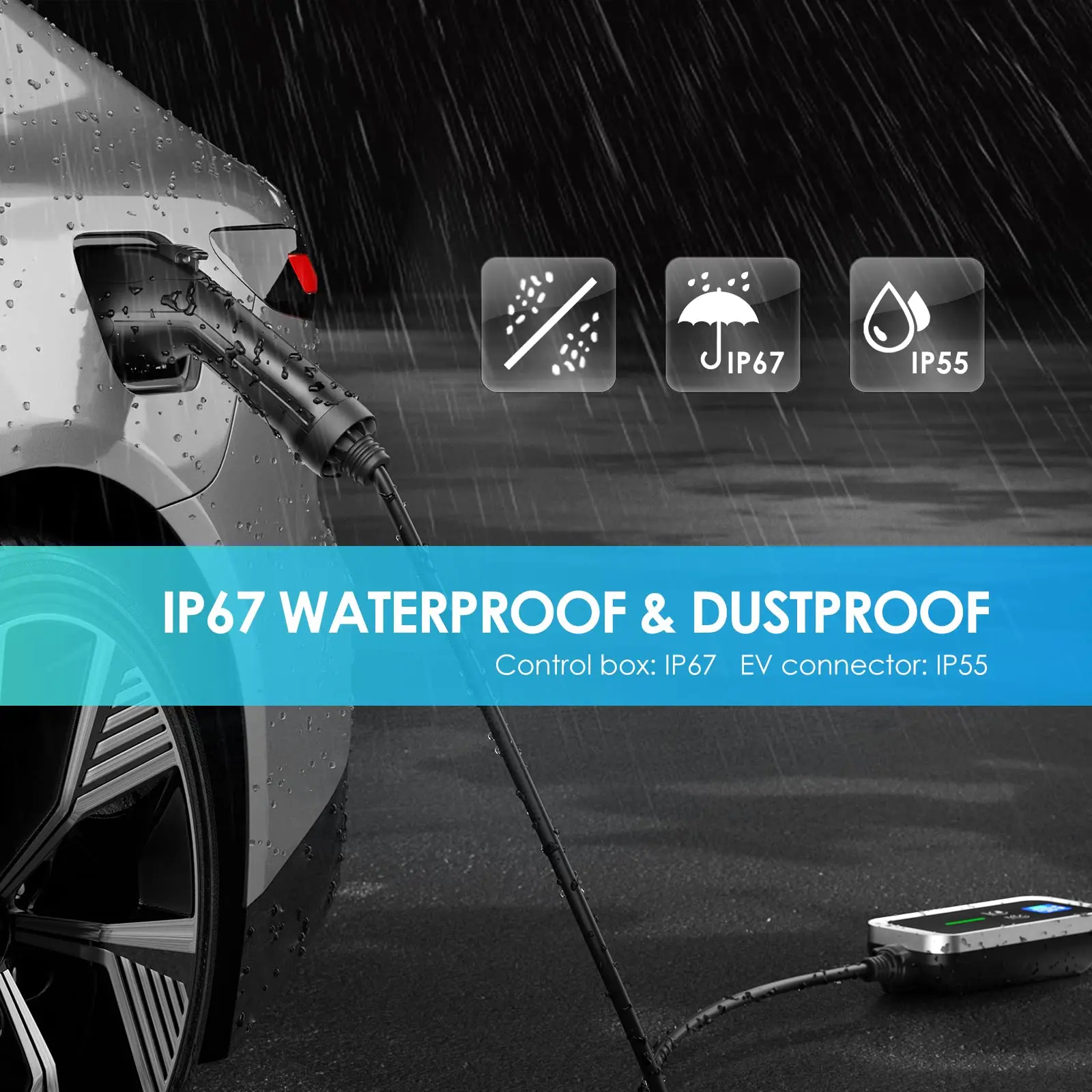 Factory Wholesale 11kw/22kw  Three Phase 480V 32A 16A Adjustable Current Mode 2 Fast IP67  Portable Ev Charger Station